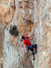 A strong rock climbing man in Turkey, Geyikbayiri 