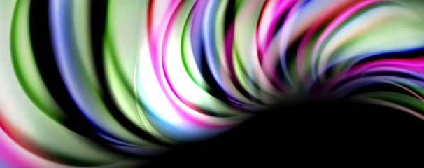 Fluid color waves with light effects, vector abstract background