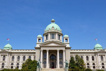 Fototapeta na wymiar House of the National Assembly, the Serbian Parliament Building, Belgrade, Serbia