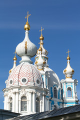 The dome of the Orthodox Church against the blue sky. Concept of religion. 