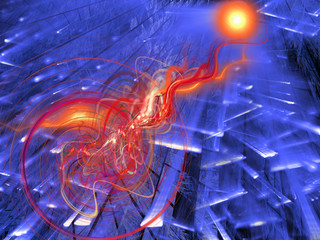 Energy rays. Radiation. Scientific 3d illustration.