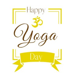 happy yoga day, lettering, calligraphy, International Yoga Day illustration banner, brochure, card and poster design. June 21st celebrates world yoga day