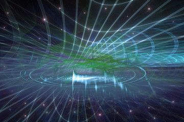 Fototapeta na wymiar Surreal space. Portal to another dimension. Futuristic 3d illustration.