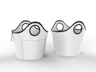 Blank promotional drinks cooler portable Ice bucket beverage carriers for branding. 3d render illustration.