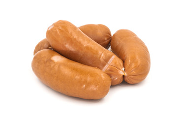 Smoked meat sausage isolated on white background