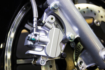 Fototapeta premium Close up motorcycle disc brake new modern of Motorcycle