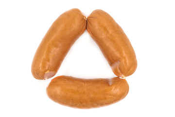 Smoked meat sausage isolated on white background
