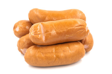 Smoked meat sausage isolated on white background