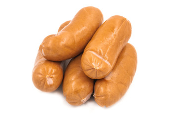 Smoked meat sausage isolated on white background