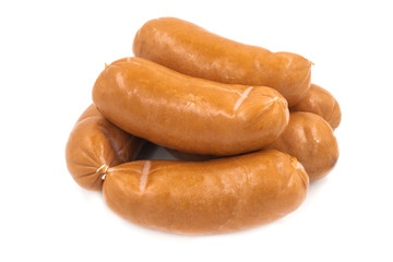 Smoked meat sausage isolated on white background