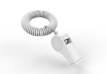 Blank Promotional Whistle Coil Key chain for branding and mock up. 3d render illustration.