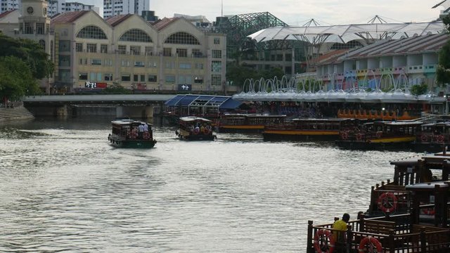 Clarke Quay, Singapore. It is famous for restaurants, bars and clubs. 
