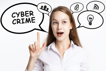Business, technology, internet and networking concept. A young entrepreneur comes to mind the keyword: Cyber crime