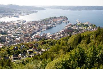 Fototapeta na wymiar Mount Floyen Views in Bergen Norway