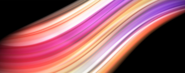 Modern rainbow liquid color flow colorful poster. Wave Liquid shape in black color background. Abstract composition