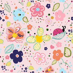 Abstract colorful decorative spring art floral design pattern