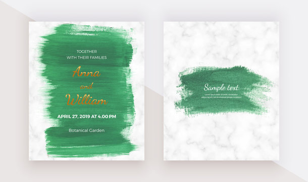 Green brush stroke watercolor texture. Modern hand painting template for wedding invitation, banner, flyer, poster, save the date, greeting.