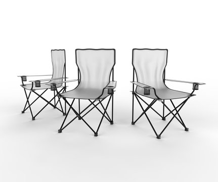 Blank Folding Camping Chair For Branding. 3d render illustration.
