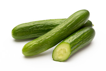 Fresh cucumber on white background.