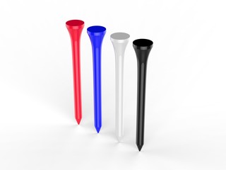 Blank Promotional Plastic Golf Bulk Tee for branding. 3d render illustration.