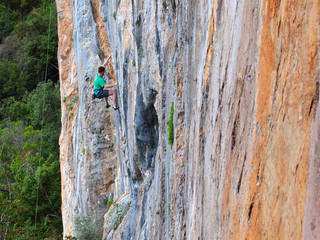 A strong rock climbing man in Turkey, Geyikbayiri çitdibi - Olympos Cirali