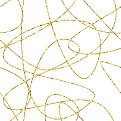 Vector hand drawn abstract seamless pattern. Gold stripes pattern.