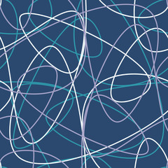 Vector abstract seamless scribble background. Fantasy modern tangled pattern. Digital tortuous design. Creative tangled composition.