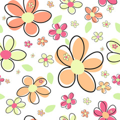 Fototapeta na wymiar Cute colorful simple daisy flower pattern