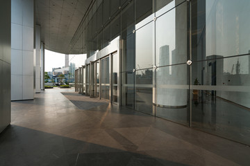 Office building glass window in financial center