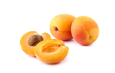 Apricots on white background closeup