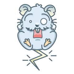 Vector illustration of Cartoon rat. Crazy rat