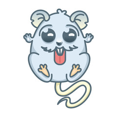 Happy rat rejoices. Vector illustration
