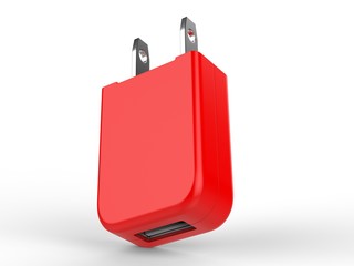 Blank Promotional USB AC Adapter Wall Charger. 3d Render Illustration.