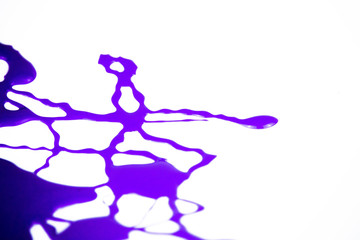 abstract messy purple violet lilac paint spill texture illustration in white background isolated photo close up