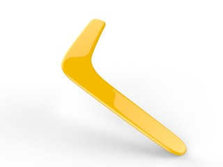 Blank promotional boomerang for branding and mock up. 3d render illustration. - obrazy, fototapety, plakaty