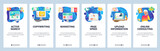 Mobile app onboarding screens. Digital marketing, information search, copywriting, page speed. Menu vector banner template for website and mobile development. Web site design flat illustration