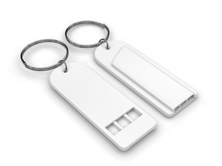 Blank LED Torch Key Ring for mock up. 3d render illustration.