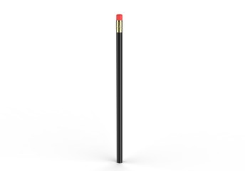 Blank pencil with eraser for branding 3d illustration.