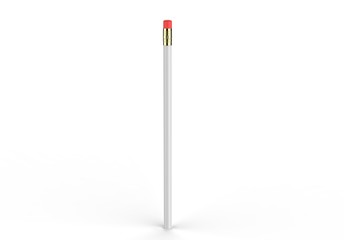 Blank pencil with eraser for branding 3d illustration.