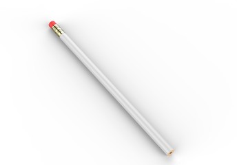Blank pencil with eraser for branding 3d illustration.