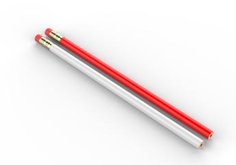 Blank pencil with eraser for branding 3d illustration.