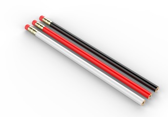 Blank pencil with eraser for branding 3d illustration.