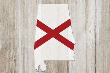 Map of Alabama in the Alabama flag colors