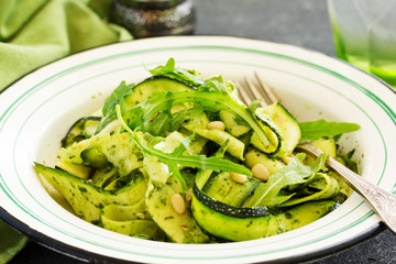 zucchini salad with arugula pesto.
