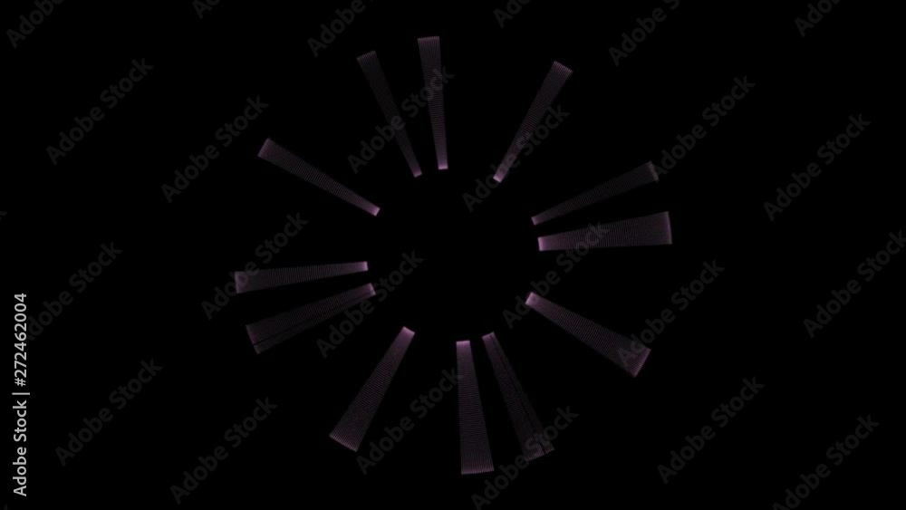 Poster abstract animation of white vibrant light stripes rotating around the circle on the dark background.