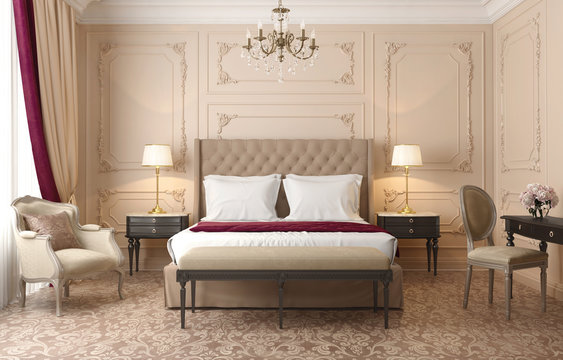 3d Rendering Of A Classic Baroque French Bedroom