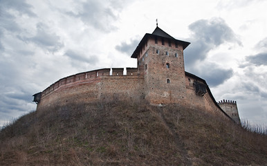 Fototapeta na wymiar impregnable medieval fortress on the hill