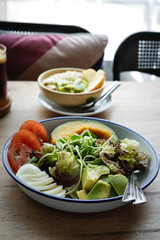 Vegetable salad and avocado Clean food for health, start a good life with good quality breakfast.