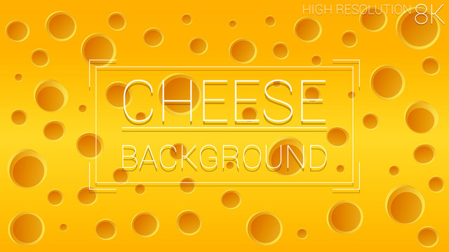Cheese Holes Food. Dynamic Textured Yellow Background. Colorful Shape Composition.