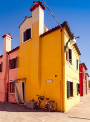 Burano island with colorful houses